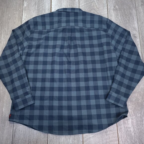 RSVLTS x Borland Flannel Mens Blue Check Shirt Size 3XL Long Sleeve Button Top - Picture 2 of 6
